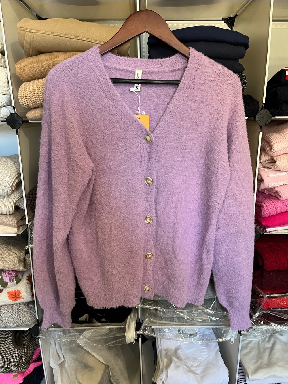 NWT Grecerelle Fuzzy Lavender Cardigan